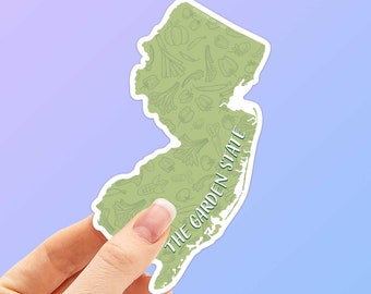 Green Garden State New Jersey Sticker, Cute NJ Farm Decals Jersey Shore Stickers for Hydroflask, New Jersey Quotes, Vinyl Decals for Laptop