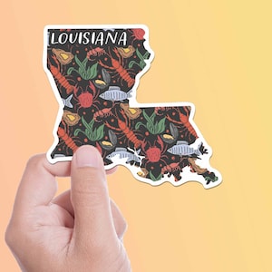 Crawfish Louisiana Sticker, New Orleans Cajun Seafood Decal for Hydroflask, Cool LA Southern Food Gift