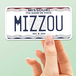 Mizzou Missouri License Plate Sticker, MU Tigers Bumper Sticker for Car, Missouri NCAA Decal for Hydroflask & Laptop, Columbia MO Gift