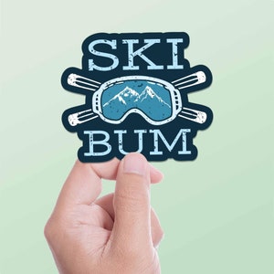 Ski Bum Winter Sports Sticker - Downhill, XC, Backcountry Skiing Decal, Water Bottle Sticker for Powder Lovers, Perfect Gift for Ski Bums
