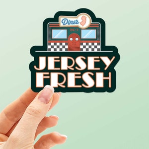Jersey Fresh Diner Sticker, Retro NJ Decals, Unique Jersey Sticker for Tumbler - New Jersey Fresh Bumper Sticker