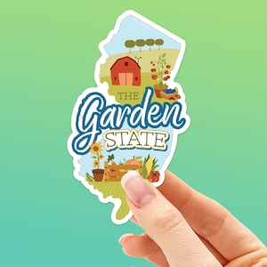 Garden State New Jersey Sticker, Cute NJ Farm Decals Cute Jersey Shore Stickers for Hydroflask, New Jersey Quotes, Vinyl Decals for Laptop