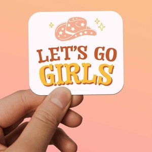 Let&#39;s Go Girls Sticker for Hydroflask - Cute Country Music Laptop Decals - Disco Cowgirl The Last Rodeo Theme Bachelorette Party Favors