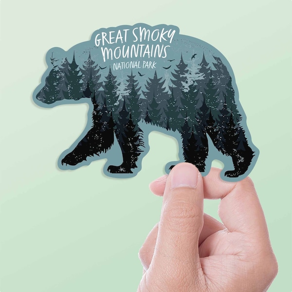 Great Smoky Mountains Black Bear Sticker, TN Wildlife Souvenir, Eastern Tennessee Bumper Sticker, Appalachian Smokies National Park Decal