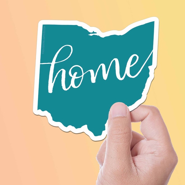 Ohio Home Sticker - Cute Midwest Bumper Decals, OH Buckeye State Outline Stickers for Hydroflask Water Bottle, Cool OH Gifts for Locals