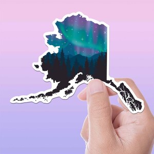 Pegatina de la aurora boreal de Alaska para botella de agua Hydroflask - Calcomanía del Parque Nacional Denali Aurora 2024 - Regalo de cielo nocturno en Juneau, Anchorage, Alaska