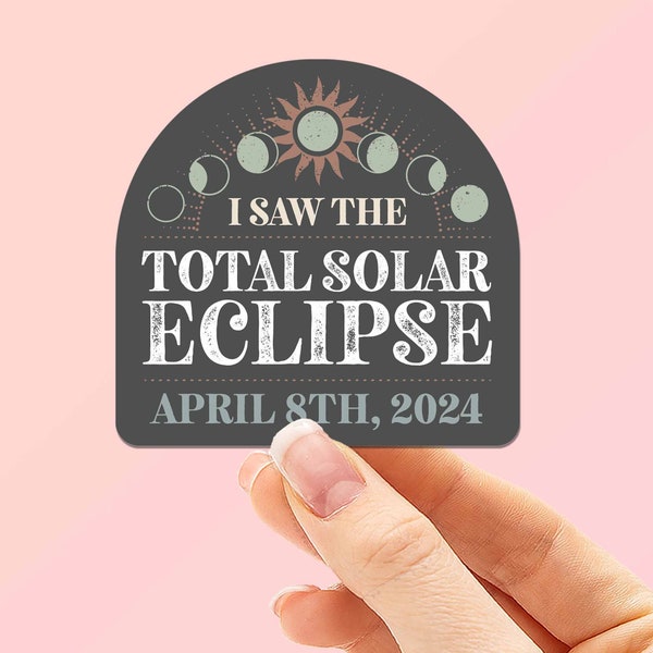 Ik zag de 2024 Eclipse Sticker voor Laptop, 8 april Total Solar Eclipse Gift, Leuke sticker voor laptop & waterfles, waterdicht vinyl souvenir