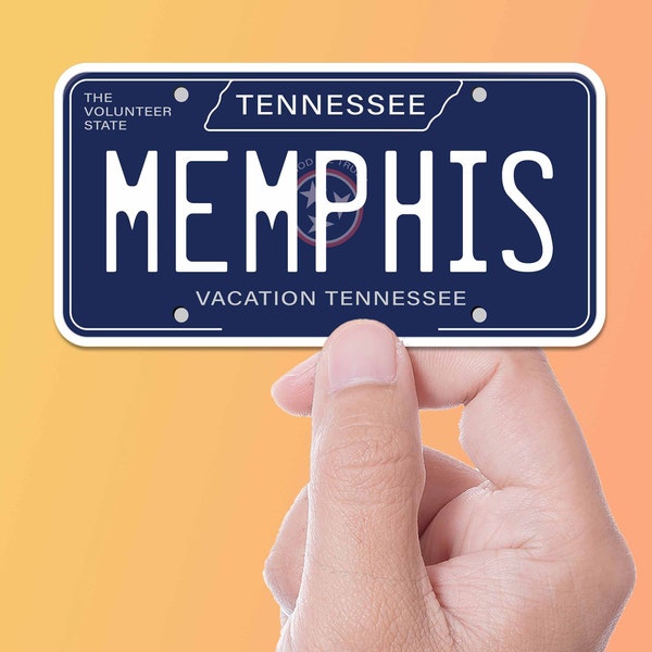 Memphis Tennessee License Plate Sticker, TN Souvenir, Western Tennessee Bumper Sticker, Mississippi River Decal for Hydroflask & Laptop