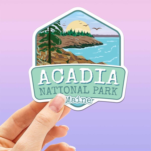 Acadia National Park Sticker for Hydroflask, Cute Maine Bumper Sticker, Downeast ME Souvenir