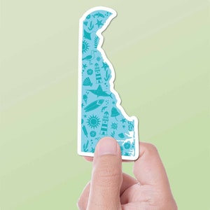 Blue Delaware Shore Sticker for Laptop - Cute Rehoboth Beach Decal for Hydroflask Water Bottle - Cool Delaware Gifts