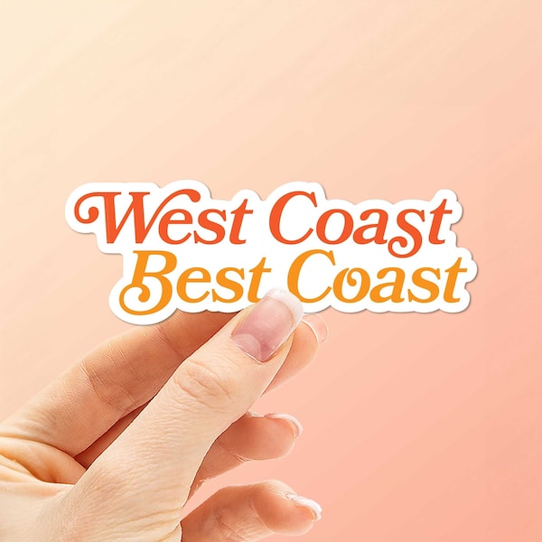 West Coast Best Coast Sticker - Funny Typography Decal - West Coast USA Sticker for Laptop or Water Bottle