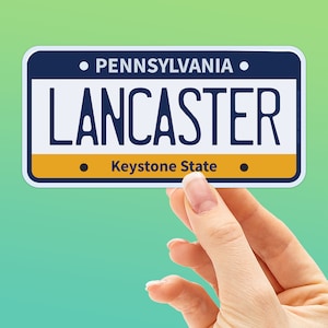 Lancaster Aufkleber auf Pennsylvania Nummernschild - niedlicher Lancaster County Aufkleber für Hydroflask & Tumbler