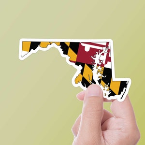Maryland Flag Bumper Sticker for Car - Black Checkered MD Decal for Hydroflask - Chesapeake Bay Sticker - Baltimore Annapolis Gift