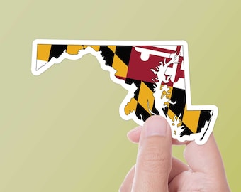 Maryland Flag Bumper Sticker for Car - Black Checkered MD Decal for Hydroflask - Chesapeake Bay Sticker - Baltimore Annapolis Gift