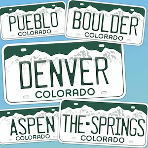 Colorado License Plate Sticker - Choose Your Colorado City Decal for Hydroflask Water Bottle - Cute Rocky Mountain Gift