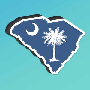 Imán para auto con la bandera de Palmetto de Carolina del Sur - Bonito imán flexible para refrigerador con mapa de Carolina del Sur - Charleston, Columbia, Greenville - Regalo natural del sur