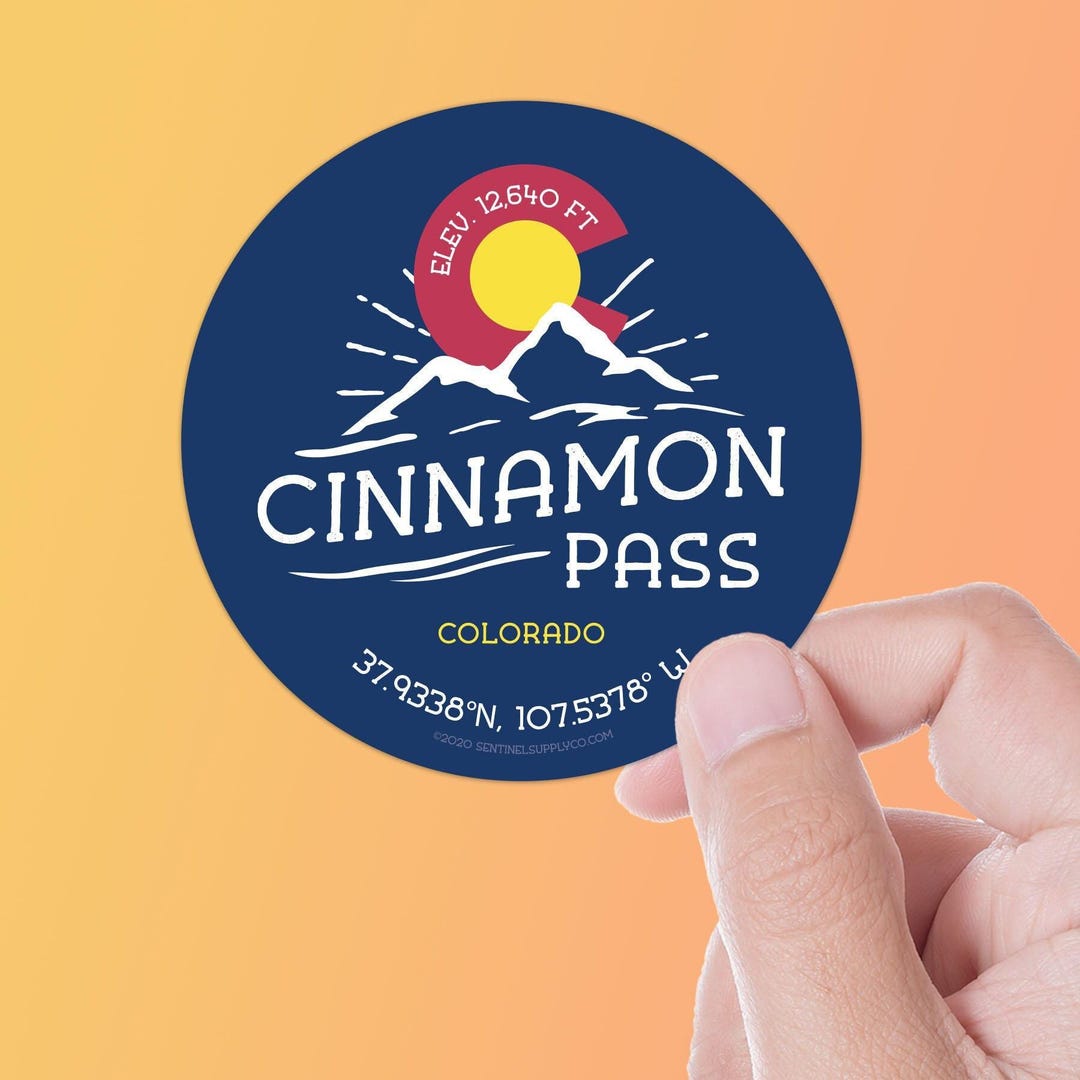 Cinnamon Pass Colorado Bumper Sticker, Rocky Mountain Passes Vinyl ...