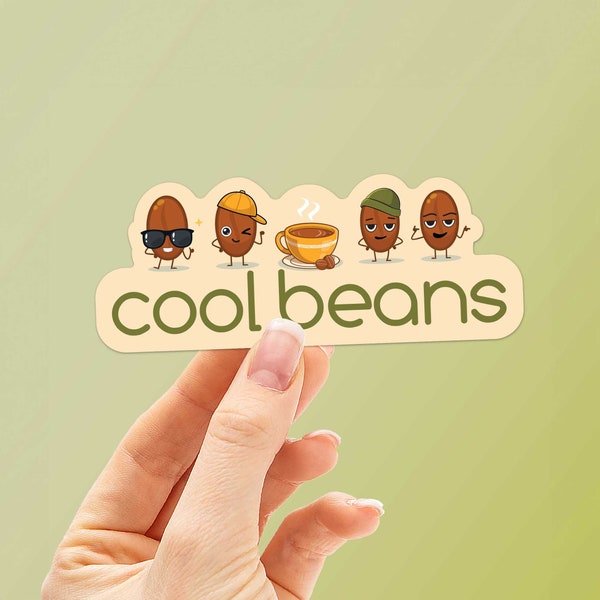 Cool Beans Coffee Sticker - Cute Coffee Sticker for Tumblers - Funny Coffee Lover Quote - Cool Coffee Beans Vinyl Decal