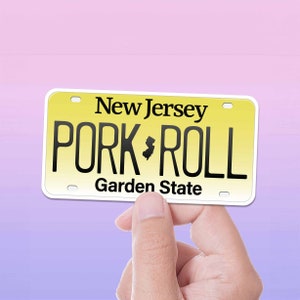Pork Roll NJ Bumper Sticker - Funny NJ License Plate Decal for Tumbler - New Jersey Food Bumper Sticker