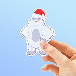 Santa Yeti Sticker, Cute Santa Decal for Hydroflask | Holiday Cryptid Stickers | Winter Skiing Stocking Stuffers & Christmas Gifts for Kids