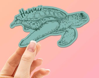 Hawaii Sea Turtle Sticker for Hydroflask - Cute Beach Animal Decals for Laptop - Oahu & Maui Ocean Wildlife Souvenirs