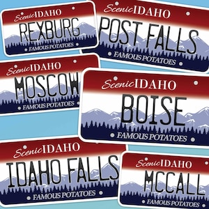 Idaho Nummernschild-Autoaufkleber für Auto, wählen Sie aus 25+ ID Städte & Sprüche - Boise, Twin Falls, Louiston, CDA Aufkleber für Hydroflask