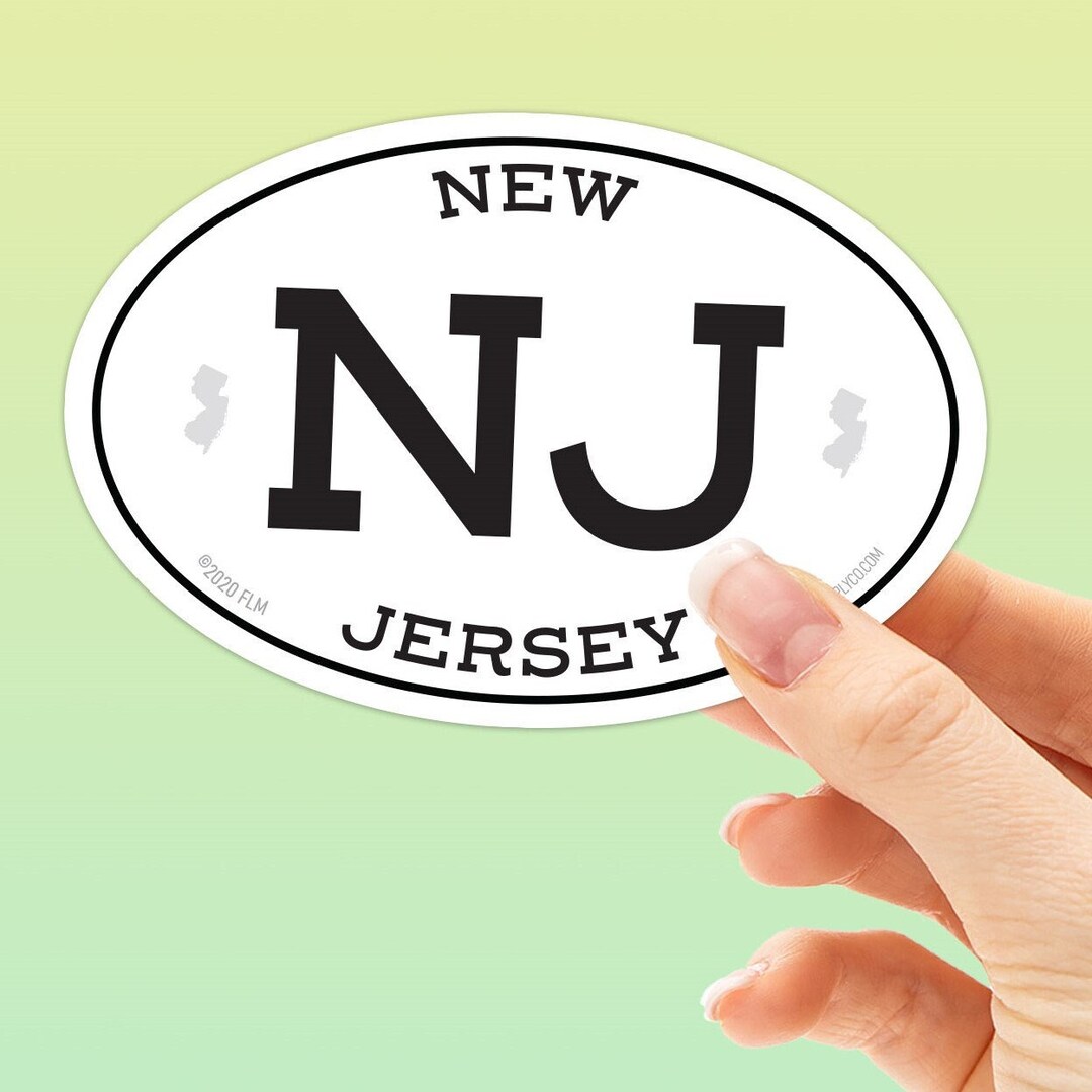 New Jersey Stickers White Oval NJ Bumper Sticker Jersey Etsy