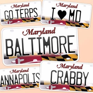 Maryland License Plate Bumper Stickers for Car - Choose Your MD Flag Decal for Hydroflask Water Bottle - Baltimore Annapolis Gift