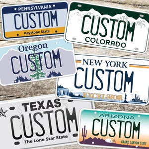 License Plate Custom Stickers - 40qty Name Drop Bumper Stickers for Car - Bulk Souvenir Decals for Hydroflask - Add a Message to Any State