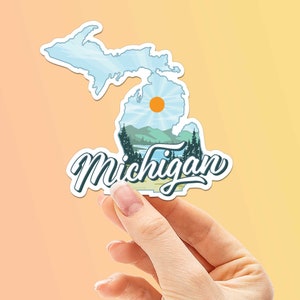 Michigan Lakes sticker voor Hydroflask - Cool Midwest Explore sticker voor laptop - schattige MI UP natuur waterdichte vinyl sticker, Lake Life cadeau
