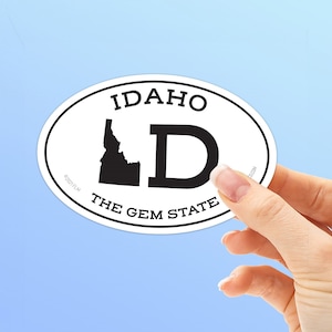 Idaho Oval Aufkleber für Hydroflask, Laptop, RV | Pazifischer Nordwesten ID-Abziehbilder, Coeur d'Alene, Boise, Nampa, Pocatello ID-Autoaufkleber