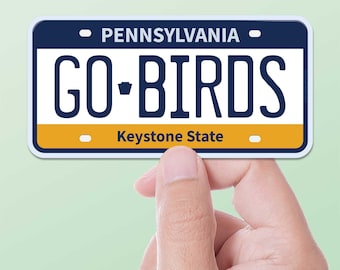Go Birds Philadelphia Eagles Stickers, Philly Football Decals, Pennsylvania License Plate Sticker for Hydroflask, Laptop, Car, Water Bottle