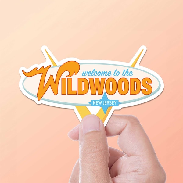 Retro Wildwood NJ Sticker - New Jersey Shore Bumper Sticker - Wildwoods Vintage Sign Decal