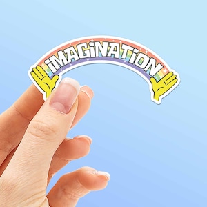 Imagination Funny Cartoon Quote Sticker - Funny Pop Culture Decal - TV Show Sticker for Laptop or Water Bottle