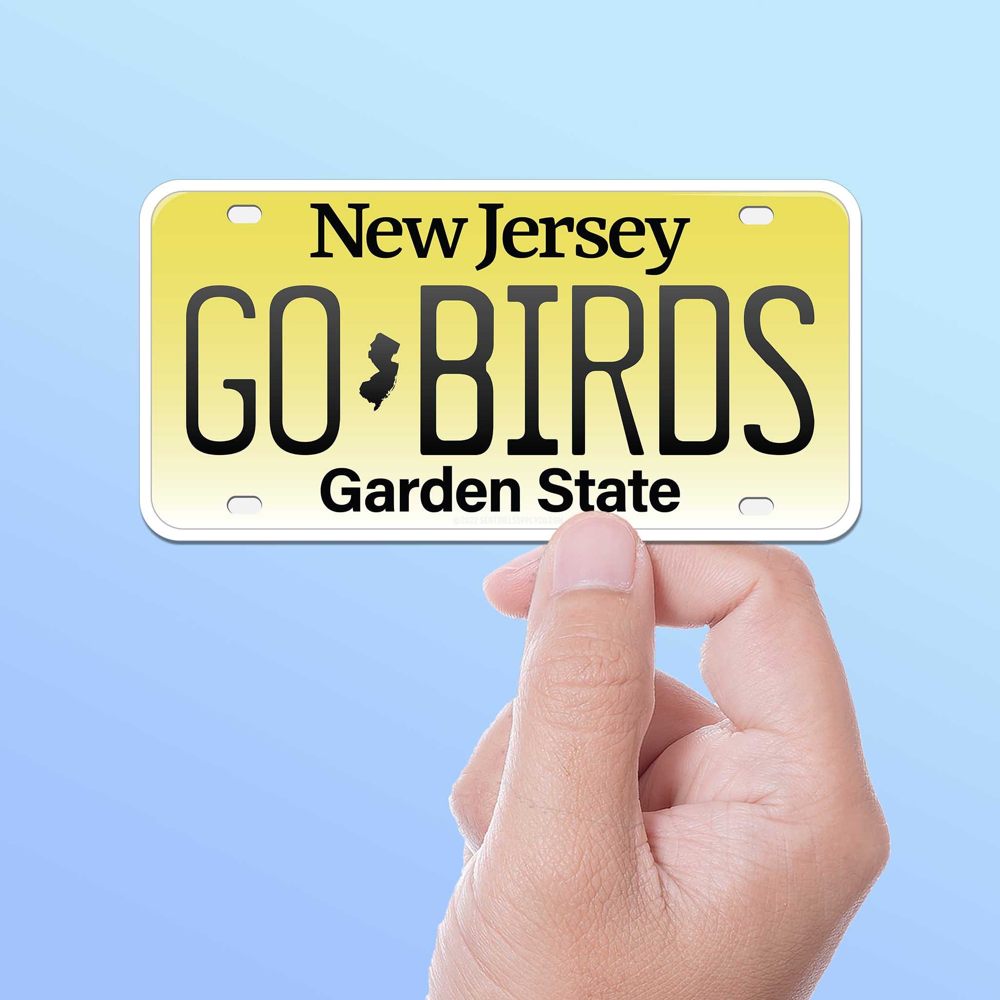 Go Birds New Jersey Sticker on NJ License Plate, Philly Football Decals, Philadelphia Sticker for Hydroflask, Laptop, Car, Water Bottle