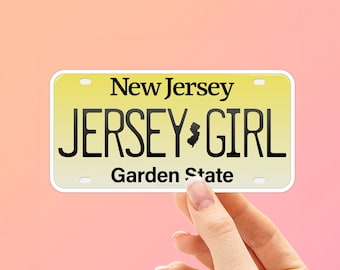 Jersey Girl Sticker for Hydroflask Water Bottle - Cute NJ License Plate Decal for Laptop - Ladies New Jersey Shore Bumper Sticker