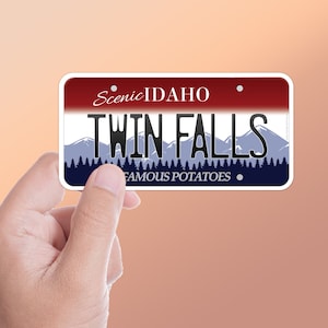 Twin Falls Idaho Nummernschild-Aufkleber - Süd-Idaho Autoaufkleber für Auto, Wohnmobil Camper - Snake River Aufkleber für Hydroflask und Laptop