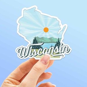 Wisconsin Lakes sticker voor Hydroflask - Cool Midwest Explore sticker voor laptop - schattige WI Nature waterdichte vinyl sticker, Lake Life cadeau