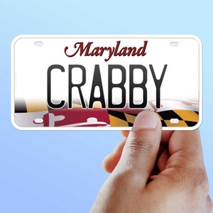 Maryland Crab License Plate Sticker, Chesapeake Bay MD State Flag Bumper Sticker w/ Blue Crab Decals for Hydroflask, Laptop, Car