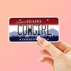 Cowgirl Idaho Nummernschild Aufkleber | Womens Rodeo Aufkleber fürs Auto | Boise, Nampa, Twin Falls, CDA Cute Western Aufkleber für Hydroflask