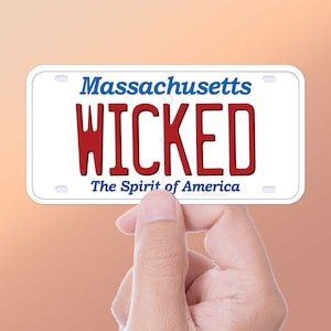 Wicked Massachusetts Sticker - Cute Boston Decal License Plate Sticker for Hydroflask, Laptop, Car, Water Bottle