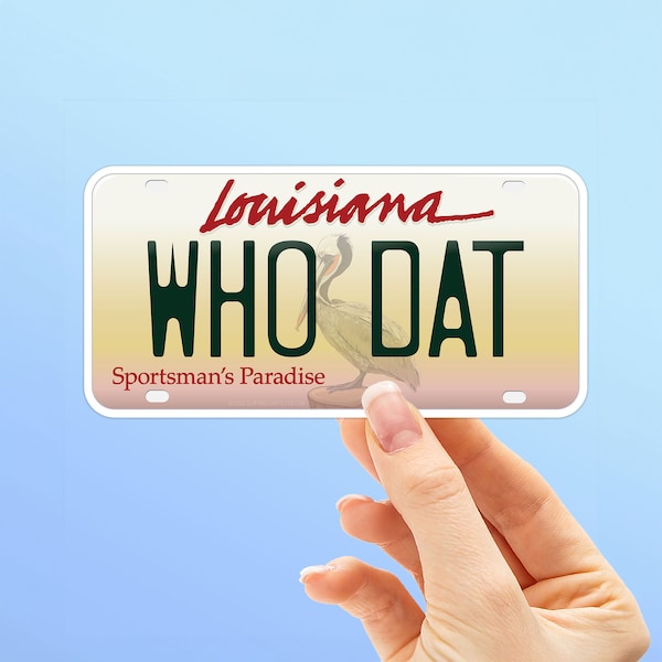 Who Dat Louisiana Bumper Sticker - New Orleans Football License Plate Sticker for Hydroflask, Laptop, Car, Water Bottle