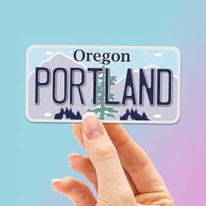 Portland OR License Plate Sticker for Hydroflask, PDX Decals for Laptop, Pacific Northwest Oregon Bumper Stickers
