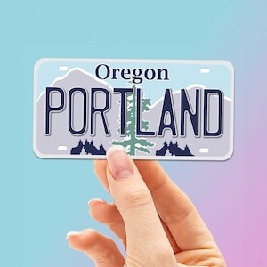 Portland OR License Plate Sticker for Hydroflask, PDX Decals for Laptop, Pacific Northwest Oregon Bumper Stickers