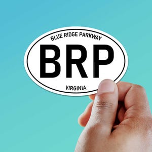 Blue Ridge Parkway Virginia or North Carolina White Oval Bumper Sticker - Shenandoah & Smoky Mountain National Park Decals for Water Bottle
