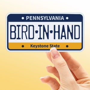 Bird in Hand Pennsylvania Aufkleber auf Nummernschild - Lancaster PA Autoaufkleber - Süßer Lancaster County Aufkleber für Hydroflask & Tumbler