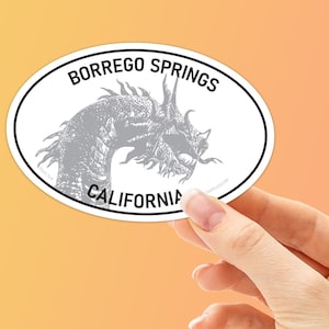 Borrego Springs Serpent Bumper Sticker for Hydroflask | Southern CA Dragon Sculpture Vinyl Decal | Mojave Desert Euro Stickers for RV, Moto