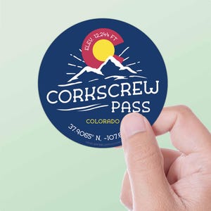 Corkscrew Pass Colorado Bumper Sticker, Rocky Mountain Passes Vinyl Decals for Water Bottle, Telluride Offroad ADV Motorcycle, Overland 4x4
