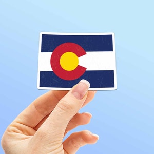 Colorado Flag Bumper Sticker, Cute Blue & Yellow State Decals for Hydroflask Water Bottle, Denver Colorado Gift