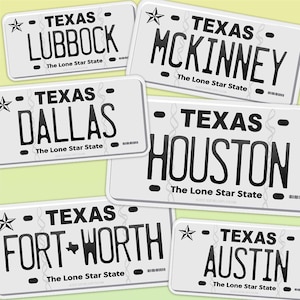 Texas License Plate Sticker - Choose from 40+ TX City Decals for Hydroflask - Houston Austin Dallas San Antonio Bumper Stickers for Cars